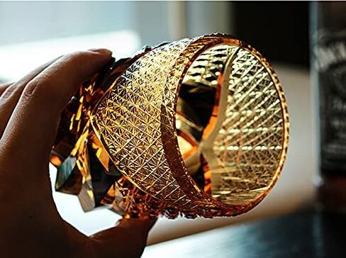 Edo Kiriko Luxurious Crystal Amber Glassware Black Unique Glass Hand Cut 10 OZ Gift Box Packaging for Whisky Cocktail Quality Gift in Saudi Arabia