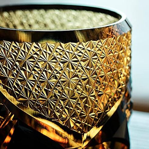 Edo Kiriko Luxurious Crystal Amber Glassware Black Unique Glass Hand Cut 10 OZ Gift Box Packaging for Whisky Cocktail Quality Gift in Saudi Arabia