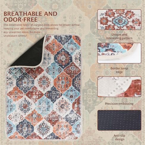 IEUUMLER Washable Pee Pads for Dogs, 2 Pack Reusable Pee Pads for Dogs Non-Slip Grip, Super Absorbent Waterproof Puppy Pads for Potty training, Playpen, Crate, Whelping Box EU011 (Blue,24" x 18") in Kuwait