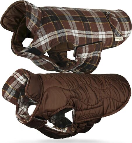 VIVAGLORY SoftJoy Dog Winter Coat Dog Coat British Style Plaid Jacket Dog Vest Apparel & Accessories for Cold Weather Winter Snow Outdoor Reversible Warm Cozy Heavy Duty XXS Green in Saudi Arabia