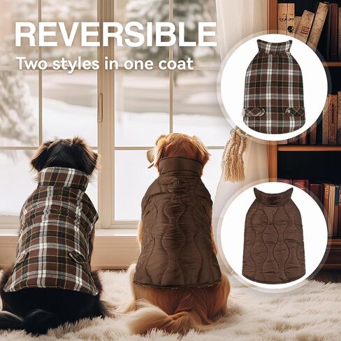 VIVAGLORY SoftJoy Dog Winter Coat Dog Coat British Style Plaid Jacket Dog Vest Apparel & Accessories for Cold Weather Winter Snow Outdoor Reversible Warm Cozy Heavy Duty XXS Green in Saudi Arabia