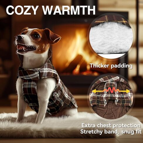 VIVAGLORY SoftJoy Dog Winter Coat Dog Coat British Style Plaid Jacket Dog Vest Apparel & Accessories for Cold Weather Winter Snow Outdoor Reversible Warm Cozy Heavy Duty XXS Green in Saudi Arabia