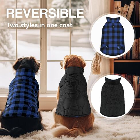 VIVAGLORY SoftJoy Dog Winter Coat Dog Coat British Style Plaid Jacket Dog Vest Apparel & Accessories for Cold Weather Winter Snow Outdoor Reversible Warm Cozy Heavy Duty XXS Green in Saudi Arabia