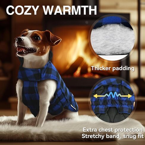 VIVAGLORY SoftJoy Dog Winter Coat Dog Coat British Style Plaid Jacket Dog Vest Apparel & Accessories for Cold Weather Winter Snow Outdoor Reversible Warm Cozy Heavy Duty XXS Green in Saudi Arabia