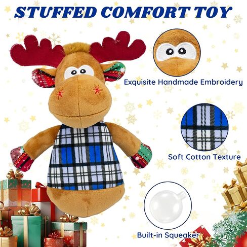 Christmas Dog Toys- 5 PCS Plush Squeaky Toys for Medium & Small Dog- Interactive Stuffed Puppy Toys- Funny Cute Dog Gifts for Puppies in Saudi Arabia