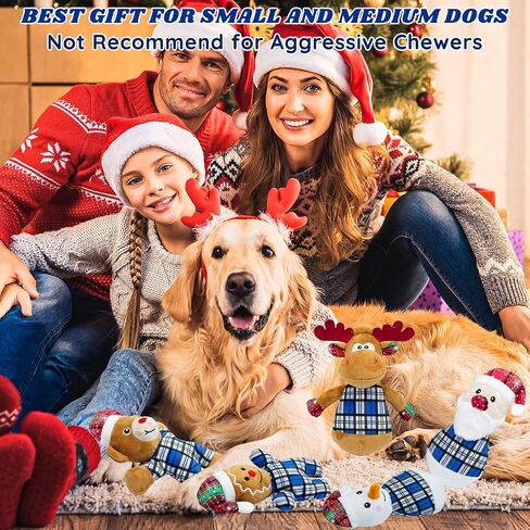 Christmas Dog Toys- 5 PCS Plush Squeaky Toys for Medium & Small Dog- Interactive Stuffed Puppy Toys- Funny Cute Dog Gifts for Puppies in Saudi Arabia