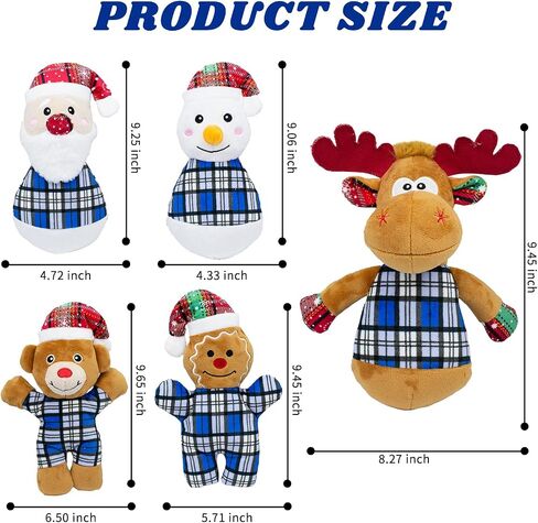 Christmas Dog Toys- 5 PCS Plush Squeaky Toys for Medium & Small Dog- Interactive Stuffed Puppy Toys- Funny Cute Dog Gifts for Puppies in Saudi Arabia