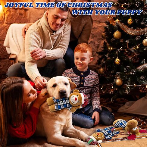 Christmas Dog Toys- 5 PCS Plush Squeaky Toys for Medium & Small Dog- Interactive Stuffed Puppy Toys- Funny Cute Dog Gifts for Puppies in Saudi Arabia