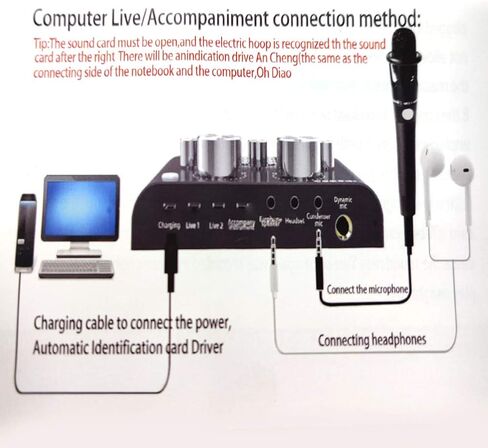 V8 Sound Card, Audio Audio Sound Card, Adapter Live Broadcast Ktv Sound Card for Double Cell Phone for Live Ktv Voice Chat, External Sound Card for Phone Computer(Color:Black) in Saudi Arabia