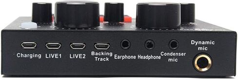 V8 Sound Card, Audio Audio Sound Card, Adapter Live Broadcast Ktv Sound Card for Double Cell Phone for Live Ktv Voice Chat, External Sound Card for Phone Computer(Color:Black) in Saudi Arabia