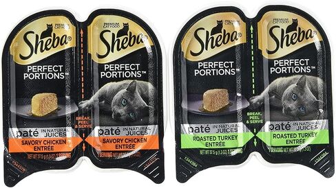 Sheba Perfect Portions Wet Cat Food, Savory Chicken Entrée and Roasted Turkey Entrée, (12) 2.6 Oz Twin-Pack Trays in Saudi Arabia