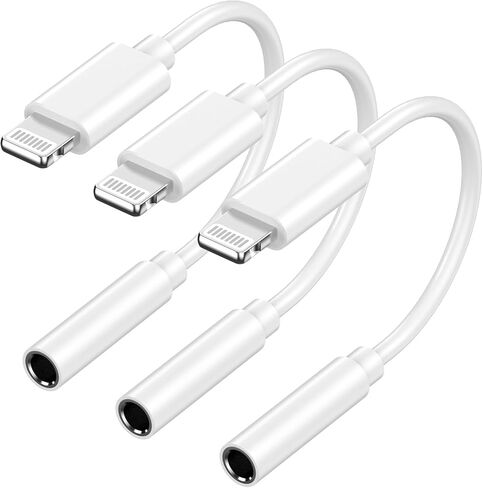 محول سماعة رأس 3.5 ملم لهاتف iPhone 14، 3 عبوات [معتمد من Apple MFi] Lightning إلى 3.5 ملم محول كابل صوت Aux جاك سماعة الرأس متوافق مع iPhone 14 13 12 11 Pro Max XS XR X 8 7 iPad in Saudi Arabia