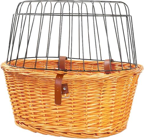 سلة للكلاب للدراجة - سلة دراجة مصنوعة يدويًا من الخيزران لحمل الكلاب باللون الطبيعي، سلة دراجة أمامية للكلاب أو القطط، سلة دراجات للكلاب والقطط للسفر من الروطان، سلة للحيوانات الأليفة للدراجة مع غطاء سلكي in Kuwait
