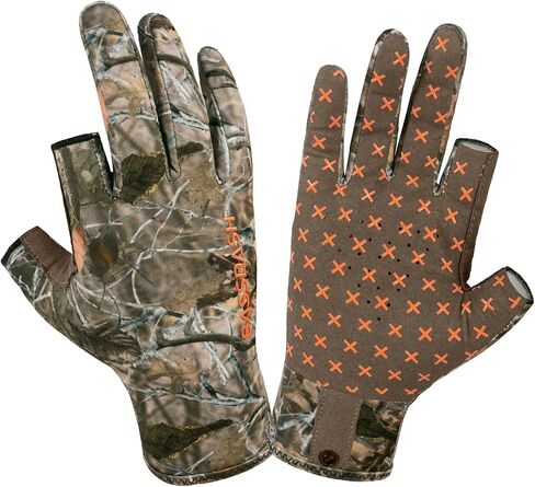 BASSDASH Unisex Fingerless Fleece Liner Camo Hunting Gloves for Cold Weather UPF 50+ Lightweight Fishing Photography HG06 in Kuwait