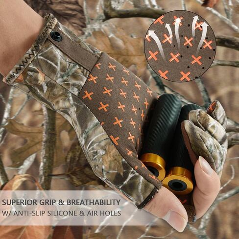 BASSDASH Unisex Fingerless Fleece Liner Camo Hunting Gloves for Cold Weather UPF 50+ Lightweight Fishing Photography HG06 in Kuwait