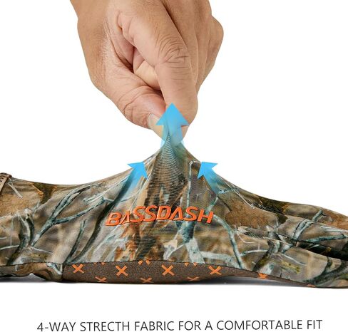 BASSDASH Unisex Fingerless Fleece Liner Camo Hunting Gloves for Cold Weather UPF 50+ Lightweight Fishing Photography HG06 in Kuwait