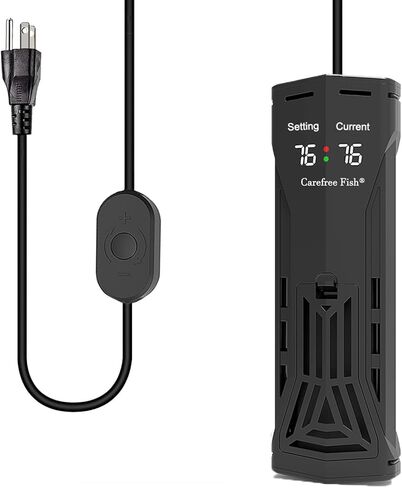 Carefree Fish 100/200/300/500/800W Paladin Aquarium Heater PTC السيراميك قضيب تسخين رقمي LED ذكي ترك الماء يوقف نظام التسخين تلقائيًا للمياه العذبة والمياه المالحة بدون طهي الأسماك in Kuwait