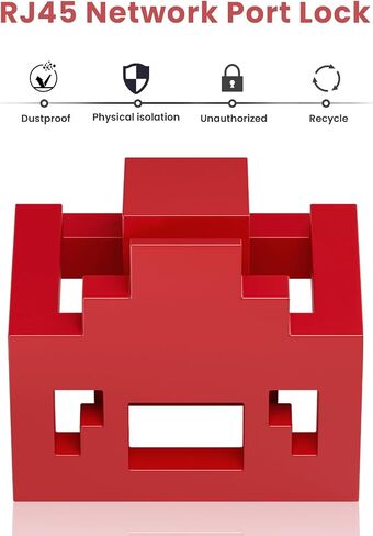 24 قطعة قفل منفذ RJ45 مع مفتاحين، قفل منفذ RJ45/مانع الغبار، غطاء غطاء الغبار RJ45 واقي مقابس منفذ RJ45، أجهزة منفذ RJ45 المتوافقة، أحمر in Kuwait