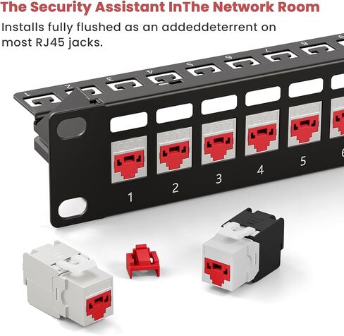 24 قطعة قفل منفذ RJ45 مع مفتاحين، قفل منفذ RJ45/مانع الغبار، غطاء غطاء الغبار RJ45 واقي مقابس منفذ RJ45، أجهزة منفذ RJ45 المتوافقة، أحمر in Kuwait