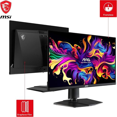 MSI MAG 271QPX QD-OLED، شاشة ألعاب OLED مقاس 27 بوصة، 2560 × 1440 (QHD)، زمن استجابة OLED 0.03 مللي ثانية، 360 هرتز، True Black HDR 400، HDMI، منفذ DP، USB من النوع C، إمالة، ارتفاع in Saudi Arabia