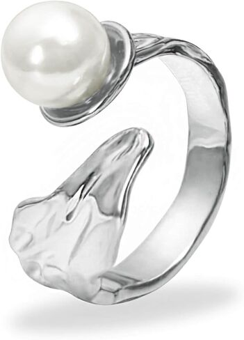 Gold Pearl Ring, Adjustable Pearl Rings for Women, Freshwater Pearl Ring, June Birthstone Rings for Women in Kuwait