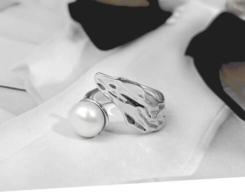 Gold Pearl Ring, Adjustable Pearl Rings for Women, Freshwater Pearl Ring, June Birthstone Rings for Women in Kuwait