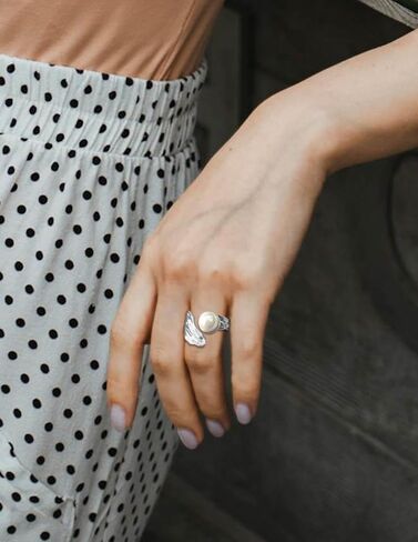 Gold Pearl Ring, Adjustable Pearl Rings for Women, Freshwater Pearl Ring, June Birthstone Rings for Women in Kuwait