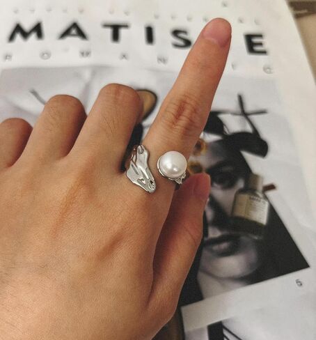 Gold Pearl Ring, Adjustable Pearl Rings for Women, Freshwater Pearl Ring, June Birthstone Rings for Women in Kuwait