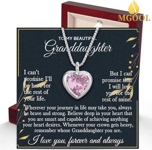 Granddaughter Necklace Granddaughter Gifts From Grandma Grandpa To My Granddaughter Necklace Christmas Graduation Birthday Gifts With Message Card & LED Box (683-Love heart01) in Kuwait
