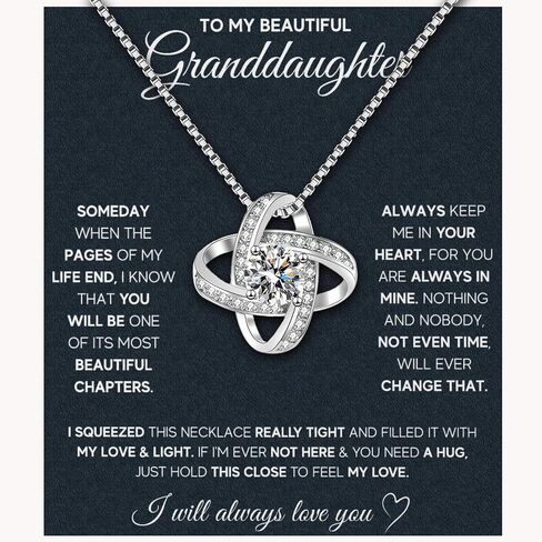 Granddaughter Necklace Granddaughter Gifts From Grandma Grandpa To My Granddaughter Necklace Christmas Graduation Birthday Gifts With Message Card & LED Box (683-Love heart01) in Kuwait