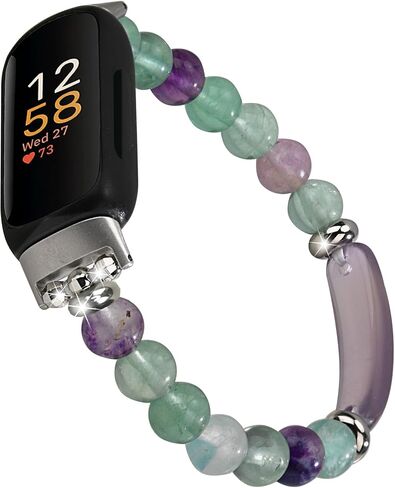 Crystal Beads Stretch Watch Band Compatible for Fitbit Inspire 3, Handmade Good Luck Energy Chakra Stone Beaded Band for fitbit inspire 3 in Kuwait