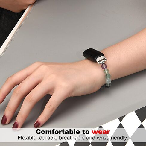 Crystal Beads Stretch Watch Band Compatible for Fitbit Inspire 3, Handmade Good Luck Energy Chakra Stone Beaded Band for fitbit inspire 3 in Kuwait