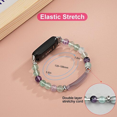Crystal Beads Stretch Watch Band Compatible for Fitbit Inspire 3, Handmade Good Luck Energy Chakra Stone Beaded Band for fitbit inspire 3 in Kuwait