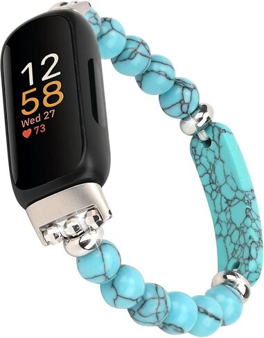 Crystal Beads Stretch Watch Band Compatible for Fitbit Inspire 3, Handmade Good Luck Energy Chakra Stone Beaded Band for fitbit inspire 3 in Kuwait