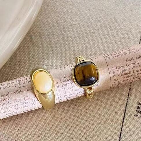 Vintage Tiger Eye Open Ring for Women – Exquisite Design with a Touch of Rarity (Tiger Eye) in Saudi Arabia