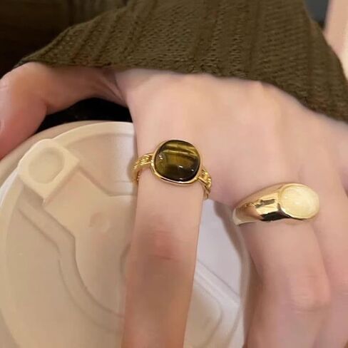 Vintage Tiger Eye Open Ring for Women – Exquisite Design with a Touch of Rarity (Tiger Eye) in Saudi Arabia