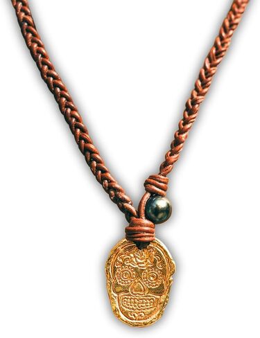 18k Gold Necklace Men Pendant, Premium Pearl, Authentic Leather Cord, Premium Adjustable Materials, Boho Handmade Gold Jewelry, Beachy Necklaces for Men & Women Necklace Jewelry Gifts in Saudi Arabia