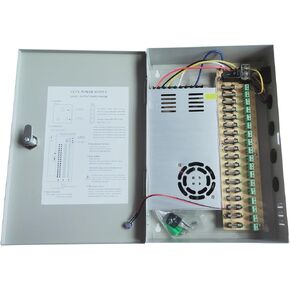 18 Channel/Port DC 12V 30 Amp Security Camera Power Supply Distribution with Metal Box for Security Cameras, IP Cameras, CCTV DVR Surveillance System