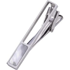 Novelty Hollow Out 2 Inch Men's Tie Clip with Gift Case Silver Tone Men Tie Pin Bar for Regular Necktie Daily Business Anniversary Wedding Party Occasions
