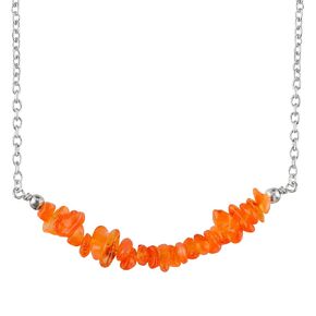 Natural Carnelian Chips Bar Necklace, Energy Healing Crystals, Birthday, Gift for Her, Gemstone Jewelry 18 inch AA+ Quality