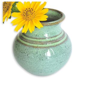 Handmade Dandelion Flower Pot for New Mommy to Be - Miniature Pottery Vase for Baby Shower Favor Presents Green (Miniature Vase w/Gift Bag)