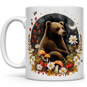 Woodland Forest Autumn Bear Coffee Mug, Cozy Cottagecore Whimsical Fall Nature Cup (11oz)
