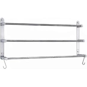 Bathroom Towel Rack with 24-Inch Multilayer Hotel Racks 304 Stainless Steel Towel Bar Shelf Wall-Mounted Brushed Finish Bar withTowel Shelves,3-Tier Bar Mounted