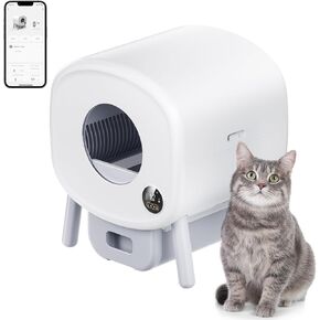 VEVOR 76L Self Cleaning Cat Litter Box, Automatic Cat Litter Box with Trash Bags, Large Space Smart Cat Litter Box with Odor Removal, APP Control, and Infrared Sensor, Gray