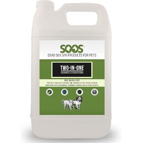 Soos Pet Shampoo and Conditioner Natural Dead Sea Minerals Two-in-One Deeply Absorbing with Vitamins Essential Oils Natural Ingredients Antiba-cterial for Dogs and Cats (4L)