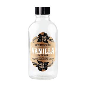 Homemade Vanilla Extract Labels for 4 oz Boston Round Bottles and Larger - Vanilla Beans & Alcohol - Handmade by Conquest of Happiness | Pack of 08
