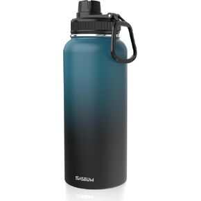 Kids Sport Water Bottle 18oz Stainless Steel Double Wall Vacuum Thermal Mug with Leak Proof Spout Lids, Wide Mouth Metal Insulated Water Jug for Gym and Travel,Black
