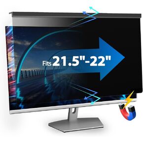 Magnetic Computer Privacy Screen 22-24 Inch, Aesthetic Hanging Privacy Screen for Computer Monitor with Anti-Blue Light Coating, Removable Magnetic Attachment Computer Monitor Privacy