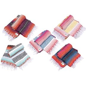 La Montana Mexican Blankets and Throws, 10 Pack, 74"x50" - Made in Mexico, Lightweight Yoga Blanket for Schools, Studios, Outdoors, Camping, Picnic, Decor - Machine Washable, Assorted (Random)