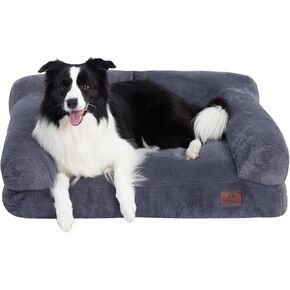 Hollypet Fluffy Plush Pet Sofa Soft Calming Pet Sofa Beds for Medium Small Cats and Dogs, Dark Brown
